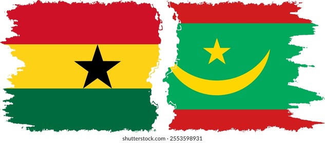 Mauritania and Ghana grunge flags connection, vector