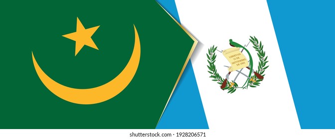 Mauritania and Guatemala flags, two vector flags symbol of relationship or confrontation.