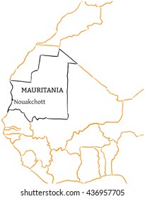 Mauritania hand-drawn sketch map