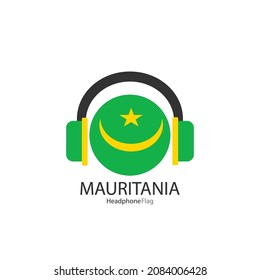 Mauritania headphone flag vector on white background.