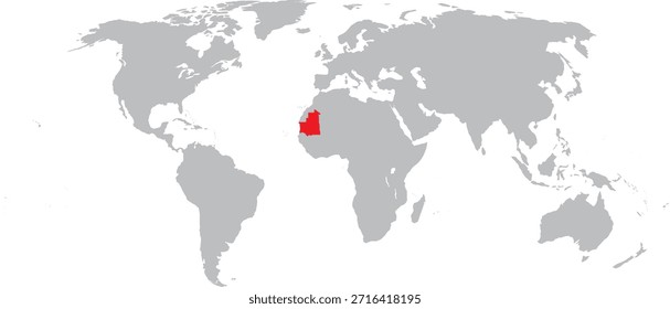 Mauritania destacada en el diseño del Vector del mapa mundial