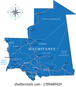 Mauritania Highly Detailed Political Map