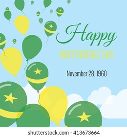 Mauritania Independence Day Greeting Card. Flying Flat Balloons In National Colors of Mauritania. Happy Independence Day Vector Illustration. Mauritanian Flag Balloons.