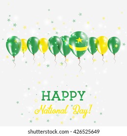 Mauritania Independence Day Sparkling Patriotic Poster. Happy Independence Day Card with Mauritania Flags, Confetti, Stars, Bokeh and Glitter.