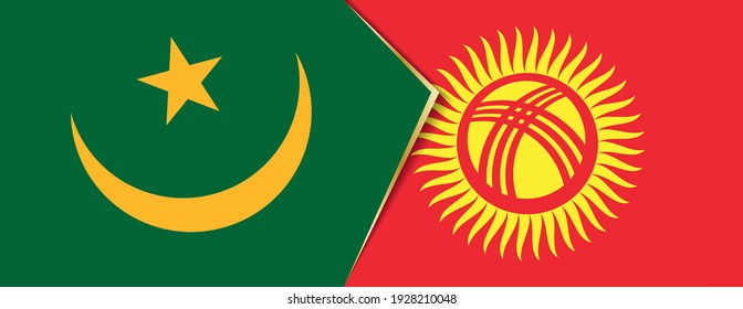 Mauritania and Kyrgyzstan flags, two vector flags symbol of relationship or confrontation.