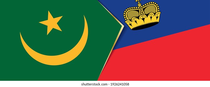Banderas de Mauritania y Liechtenstein, dos banderas vectoriales símbolo de relación o enfrentamiento.