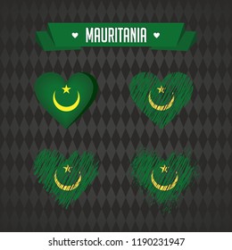 Mauritania with love. Design vector broken heart with flag inside.