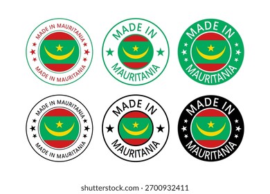 Mauritania Made in Stamp in circle with flag Vector template on white background
