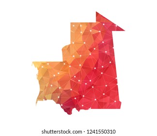 Mauritania Map - Abstract geometric rumpled triangular low poly style gradient graphic on white background , line dots polygonal design for your . Vector illustration eps 10.
