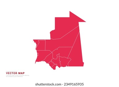 Mauritania Map - abstract style red isolated on white background for infographic, design vector.