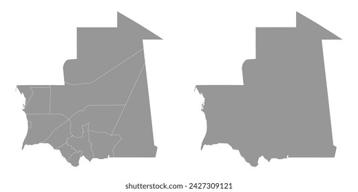 Mauritania map with administrative divisions. Vector illustration.