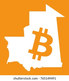 Mauritania map with bitcoin crypto currency symbol illustration