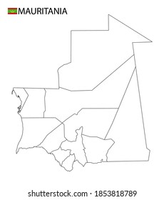 Mauritania map, black and white detailed outline regions of the country. Vector illustration