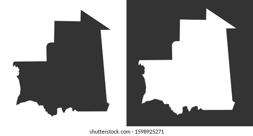 Mauritania Map With Black and White Vector