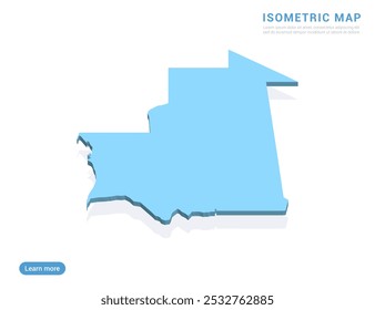 Mauretanien Karte blau auf weißem Hintergrund mit isometrischen Vektor.