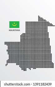 Mauritania map design square with flag Mauritania. 