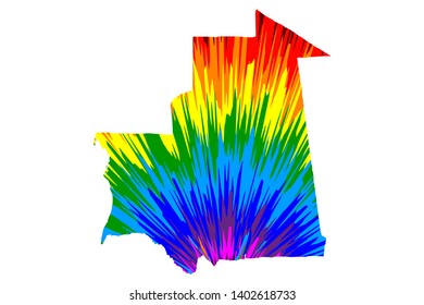 Mauritania - map is designed rainbow abstract colorful pattern, Islamic Republic of Mauritania map made of color explosion,