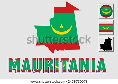 Mauritania map and flag in vector illustration
