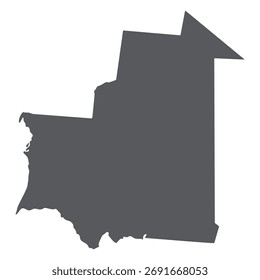 Mapa de Mauritania. Mapa de Mauritania en color gris