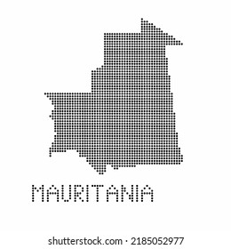 Mauritania map with grunge texture in dot style. Abstract vector illustration of a country map with halftone effect for infographic. 