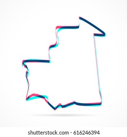 Mauritania Map hand drawn with blue and pink highlighters, isolated on a blank background.
Vector illustration, easy to edit, manipulate, resize or colorize.