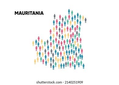 Mauritania Map made by a group of people, Population. Globalization. People from different countries