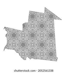 Mauritania map with mandala Design. Vector Illustration