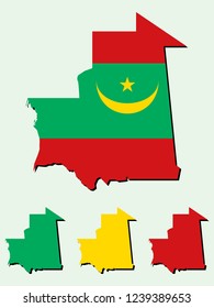 Mauritania map with national flag 