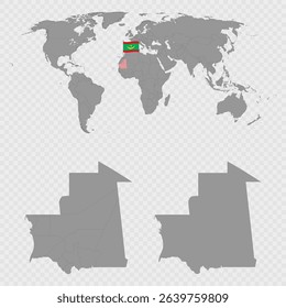 Mauritania Map Set with World Location.