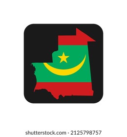 Mauritania map silhouette with flag on black background