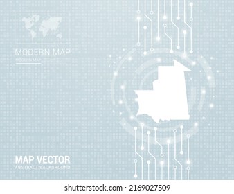 Mauritania map of technology chip processor background abstract circuit board diagram vector.