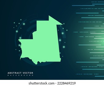 Mauritania map of technology green futuristic Background vector.