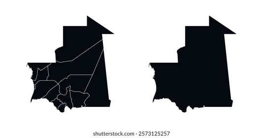 Mauritania Map vector icon. Map of Mauritania Black Silhouette.