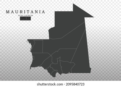 Mauritania Map - World Map International vector template with High detailed including black and grey outline color isolated on transparent background - Vector illustration eps 10