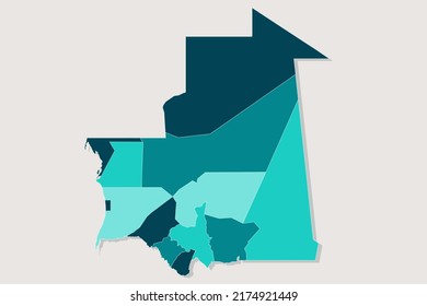 Mauritania Map - World Map International vector template with High detailed including blue and green outline color isolated on white background - Vector illustration eps 10