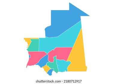 Mauritania Map - World Map International vector template with High detailed including blue, green, pink, and yellow outline color isolated on white background - Vector illustration eps 10