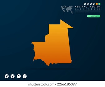 Mauritania map of Yellow and orange gradient on dark background vector.
