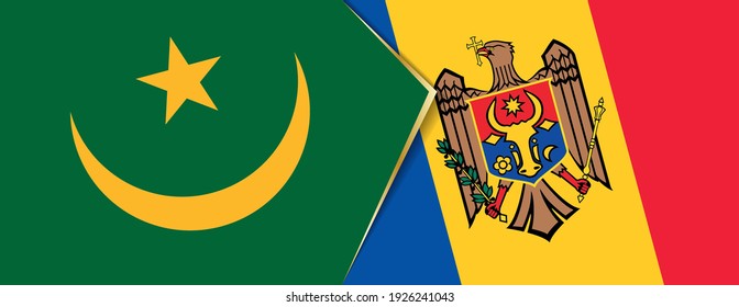 Banderas de Mauritania y Moldavia, dos banderas vectoriales símbolo de relación o enfrentamiento.