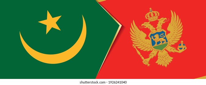Mauritania and Montenegro flags, two vector flags symbol of relationship or confrontation.