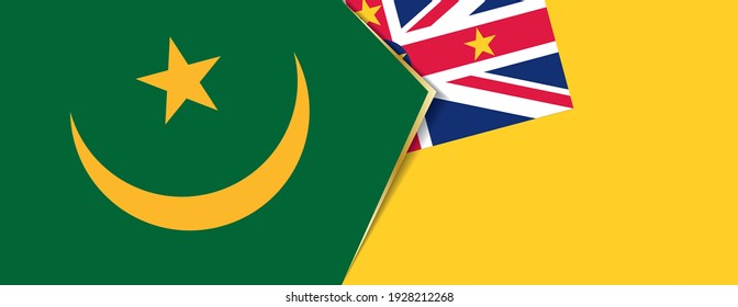 Mauritania and Niue flags, two vector flags symbol of relationship or confrontation.