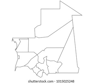 mauritania outline map. detailed isolated vector country border contour map on white background.