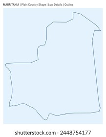 Mauritania plain country map. Low Details. Outline style. Shape of Mauritania. Vector illustration.