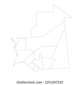 Mauritania political map of administrative divisions