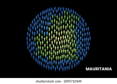 Mauritania population people map in globe vector illustration design