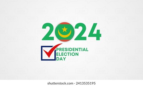 Mauritania presidential election 2024 concept, democracy, flag. Vector icon illustration