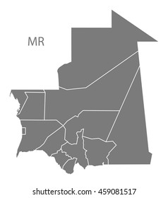 Mauritania regions Map grey