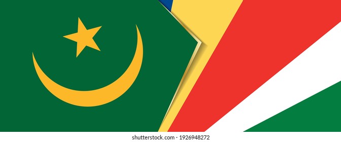 Mauritania and Seychelles flags, two vector flags symbol of relationship or confrontation.