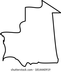 Mauritania - solid black outline border map of country area. Simple flat vector illustration.