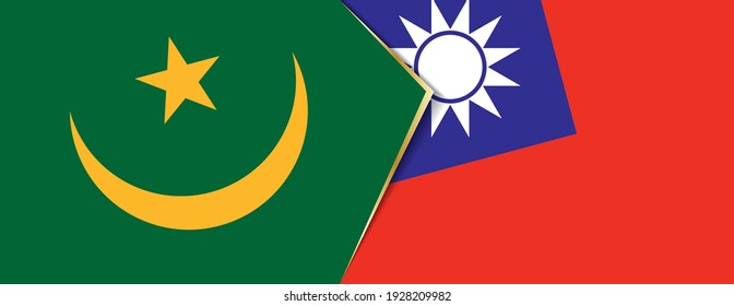 Mauritania and Taiwan flags, two vector flags symbol of relationship or confrontation.