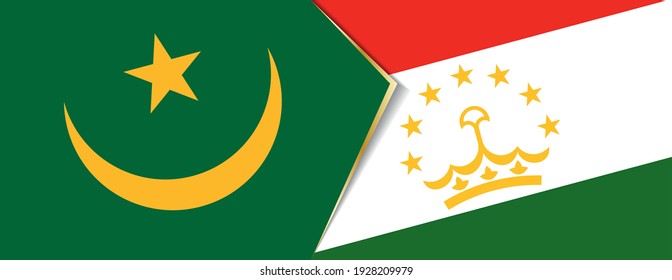 Mauritania and Tajikistan flags, two vector flags symbol of relationship or confrontation.